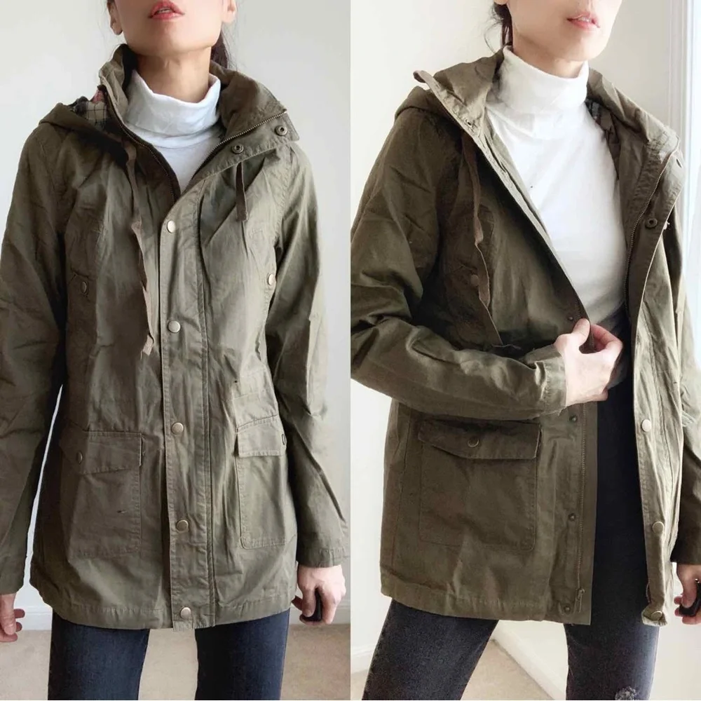 Olive Cargo Utility Jacket with Pockets and Drawstring Waist - Picture 5 of 9